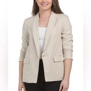 Ellen Tracy Linen Blend Single-Button Blazer